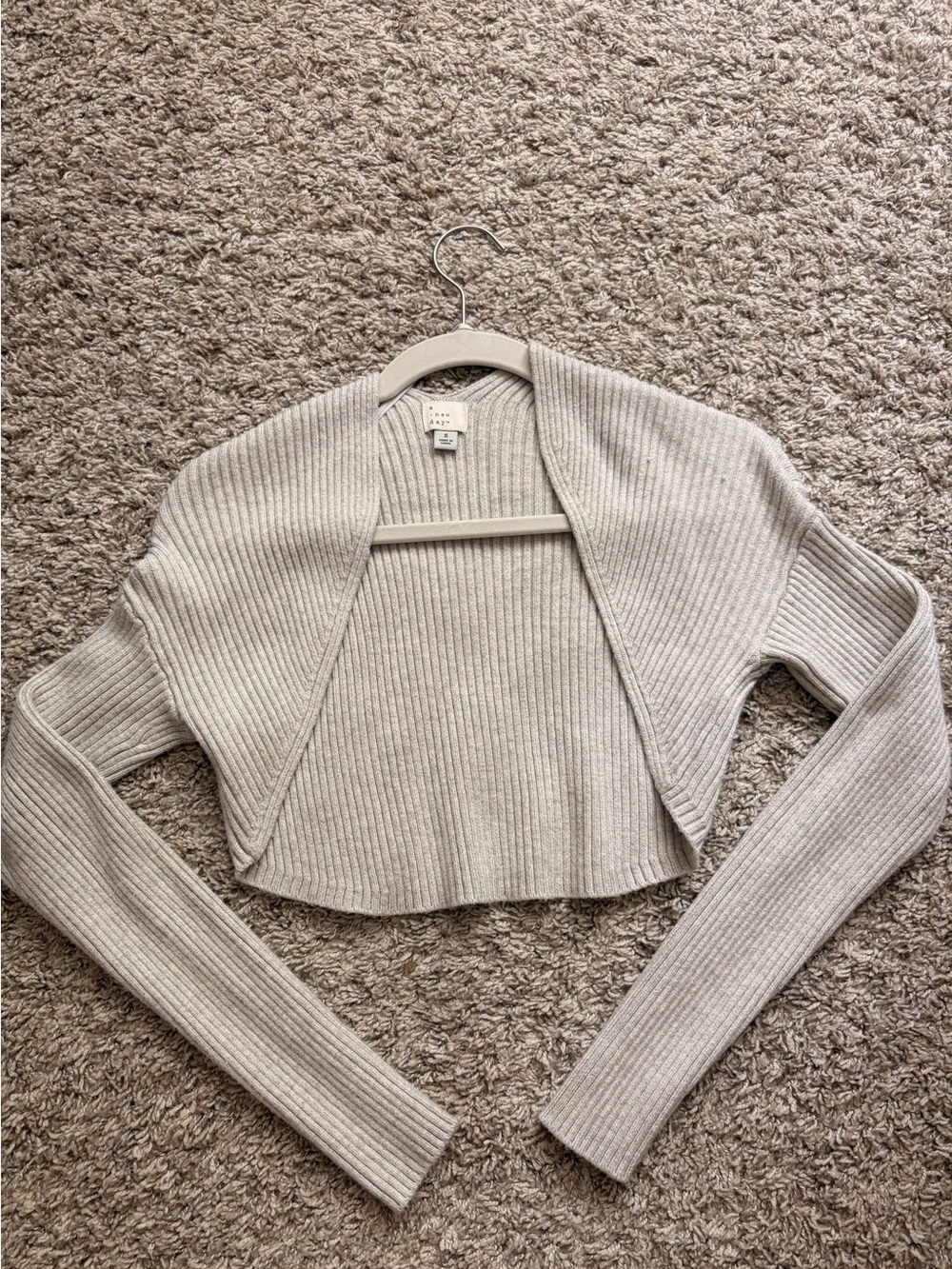 a new day Cropped Ribbed Bolero Shrug - Light Gray
